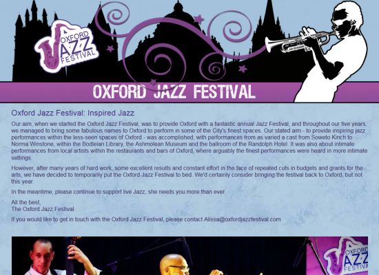 Oxford Jazz Festival Website Design